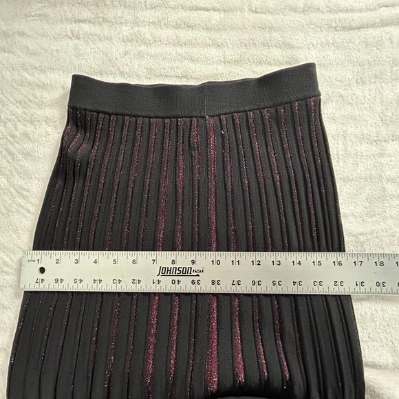 Marine Layer Womens Penny Pleated Midi Skirt Small Black Red Metallic Glitters - Picture 7 of 8